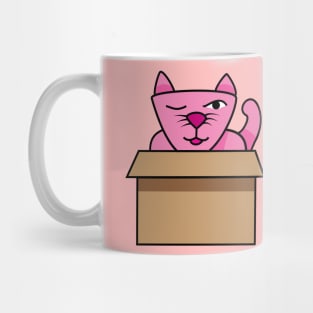 Pink cat inside a brown box Mug